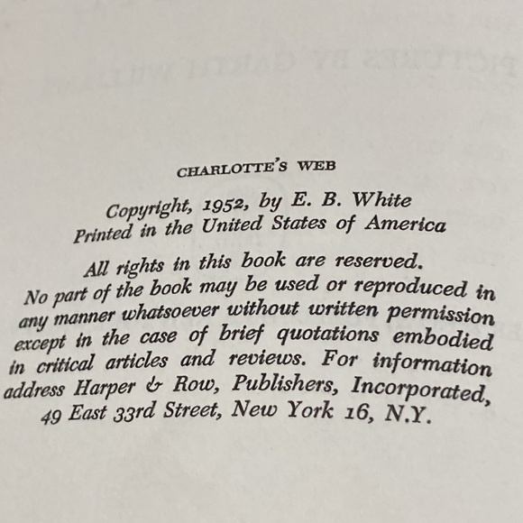Vintage 1952 Hardcover Charlotte’s Web by E.B. - Picture 12 of 15
